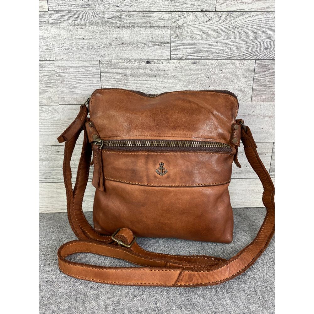 SHOULDER BAG Harbour 2nd Taliza Cognac LEATHER Crossbody Adjustable Strap - Picture 6 of 10